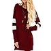 HUHHRRY Women Cotton Knitted Long Sleeve Lightweight Tunic Sweatshirt Tops Wine Red XX-Large