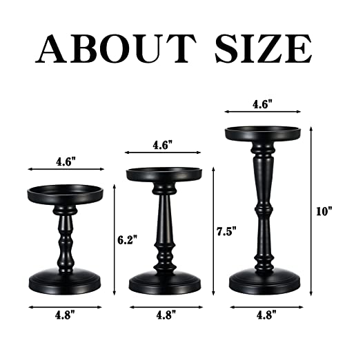Black Candle Holders for Pillar Candles & Flameless Candles, Metal