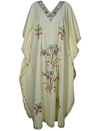 Womens Kaftan Dresses Kimono Dresses Alessia Embroidered Maxi Long Beach Cover up One Size