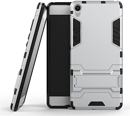 Sony Xperia XA Case,SinYong Dual Layer Hard PC Cover [Drop Protection] [Stand Feature] TPU Silicone Hybrid Shock Absorption Thin Bumper Protective Fit Case (Silver)