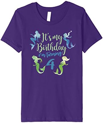 Kids Birthday Girl Mermaid T-Shirt For Kids Turning 4 6 Purple