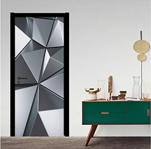 Pvc Waterproof Self-Adhesive Door Sticker Wall Decals Modern 3D Geometric Mural Living Room Bedroom Door Decoration Wallpaper