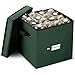 Zober Christmas Ornament Storage Box - Stores 64 Ornaments - Non-Woven, Tear- Proof Christmas Ornament Storage Containers - 3 Inch Cube Compartments - Green