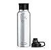 Swig Savvy Sports Water Bottle, Vacuum Insulated Stainless steel, Double Wall, Wide Mouth 2 Leakproof Lid, Travel Thermos - 40oz (Silver)