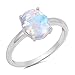 Oxford Diamond Co Solid Oval Lab Created White Opal .925 Sterling Silver Ring Size 6