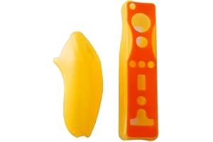 OSTENT Soft Silicon Cover Case Skin Pouch for Nintendo Wii Remote Nunchuk Controller Color Orange