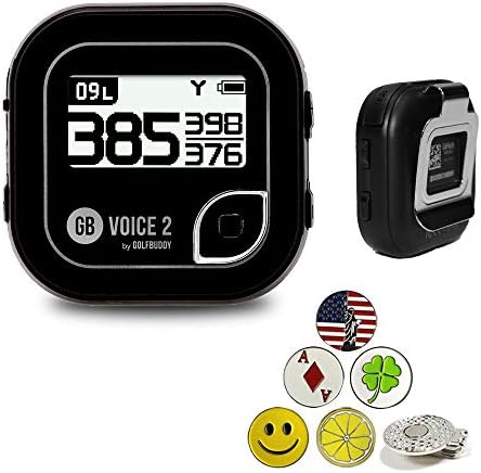 GolfBuddy Voice 2 Black Color Golf GPS/Rangefinder Bundle with 1 Magnetic Hat Clip and 5 Ball Markers GolfBuddy Voice 2 Black Color Golf GPS/Rangefinder Bundle with 1 Magnetic Hat Clip and 5 Ball Markers