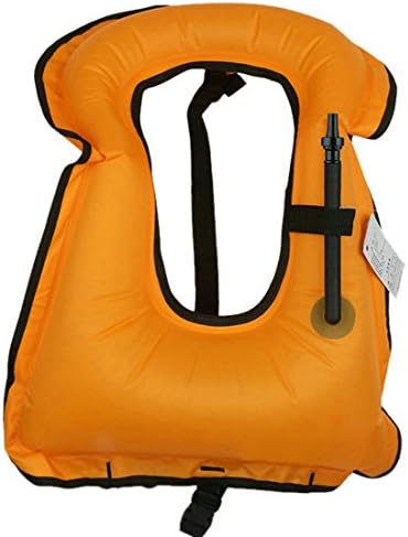 Sannyway Inflatable Diving Snorkel Vest Safety Flotation Devices Buoyancy Compensator for Water Sports Snorkeling Surfing Swimming (Orange, Kids)