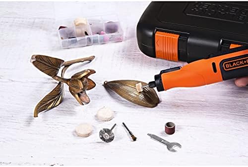 Multiferramenta rotativa black + decker 7,2 v, controle de velocidade variável, bateria integrada de 1,5 ah, inclui 53 acessórios e maleta de transporte, bcrt8ik