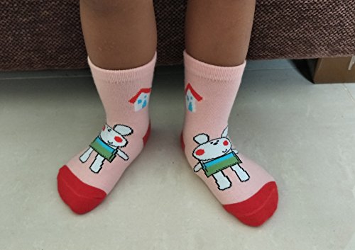 Deluxe Anti Slip Non Skid Crew Dress Socks With Grips For Baby Toddler Kids Girls (24-36 Months, 12 designs/RG-72627)