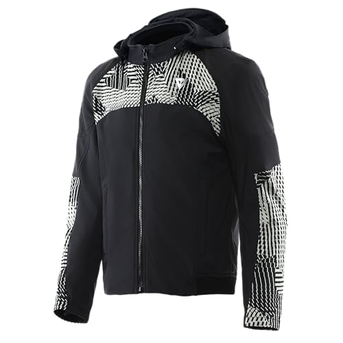 Dainese Mens Ignite 2 Tex Motorcycle Jacket Made of Fabric with Hood, Black/Moss Gray, 36