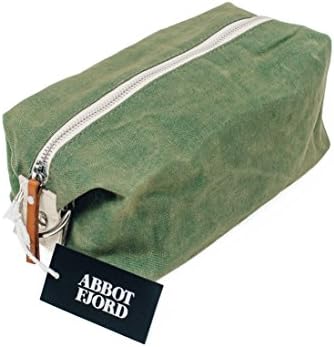 Dopp Kit by Abbot Fjord -- Mens and Womens Water-Resistant Waxed Canvas Toiletry Bag for Travel -- Durable and Adjustable (Green)