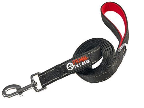 Primal Pet Gear Dog Leash - Extra Heavy Duty - Thick 3mm Nylon - 6ft Long - Premium Quality - 1" Wide - Reflective - Padded Handle - Perfect for Large - Medium or Strong Small Dogs - Lightweight