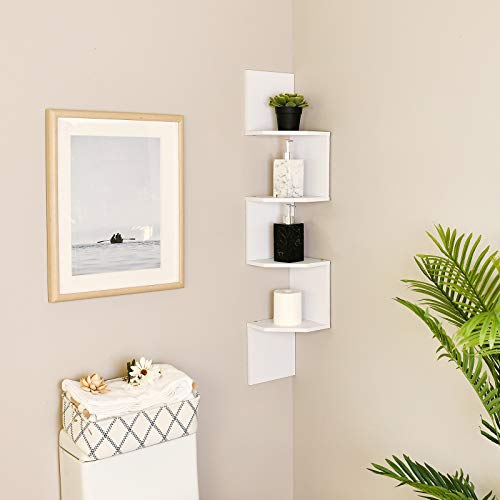 WELLAND Zig Zag Floating Corner Shelves, 4Tier Wall Mounted Storage