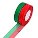 Shappy Total 100 Yards 22 mm Shiny Organza Ribbon Wide Shimmer Sheer Organza Ribbons for DIY Christmas Decoration, 2 Rolls (Green and Red)