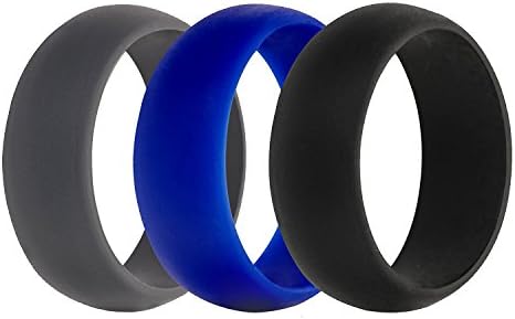 Silicone rings wedding men couples silicone ring, individuality comfortable sports style PPCP (Dark gray, blue, black, 8)