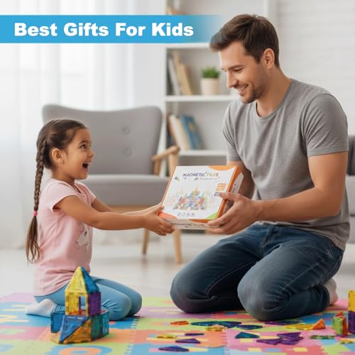 Large Magnetic Tiles for Kids (Ages 3-14), Toys Set Gift 100PCS with 2 Cars | Magnetic Blocks & Building Toys for Creative STEM Learning, Ideal Gift for Boys & Girls