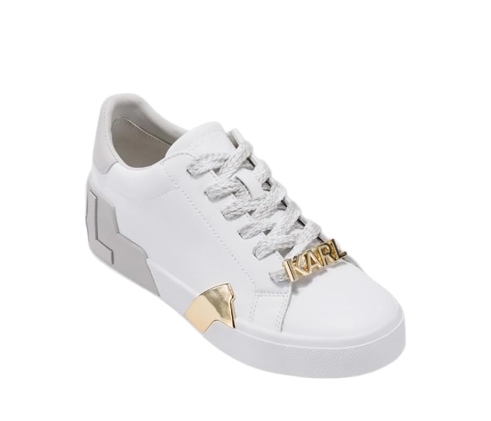 Karl Lagerfeld Paris Women’s Melora Lace Up Sneaker, Bright White/Soft White, 5