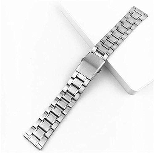 Watch Strap Stainless Steel Watch Strap Wrist Silver Color Metal watchband with Folding Clasp for Men Women 12/14/16/18/20/22mm (A 20mm)