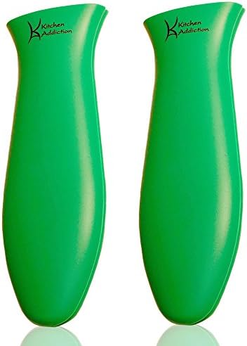 Kitchen Addiction Premium Large Silicone Hot Handle Potholder - Hot Handle Holder for Cast Iron or Metal Cookware - 2 Pack (Green)