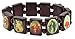 PURPLE WHALE Unisex Wooden Panel Stretchable Bracelet with Assorted Images of Saints, Jesus, Rosary | Adjustable Bracelet | Ideal Catholic Jewelry Gift (Reddish Brown)