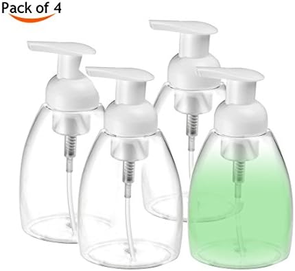 4 Pcs Plastic Foaming Liquid Soap Dispensers Pump Bottles for Liquid Soap, Bath foam, Shampoo, Hand sanitizer, Cleanser (250ML)