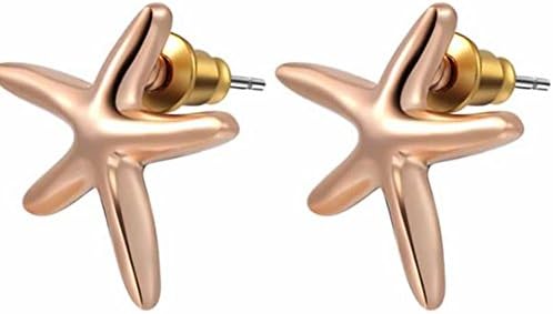 Blue Tears Rose Gold Plated Starfish 16mm Post Stud Earrings