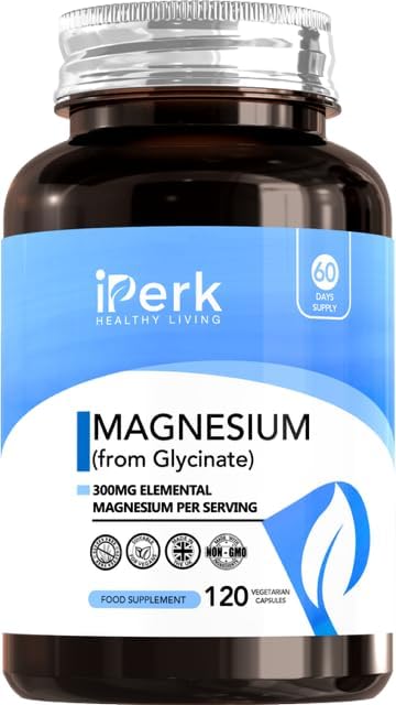 iperk Magnesium Glycinate 300 mg Per Capsule 120 Vegan Caps Non GMO