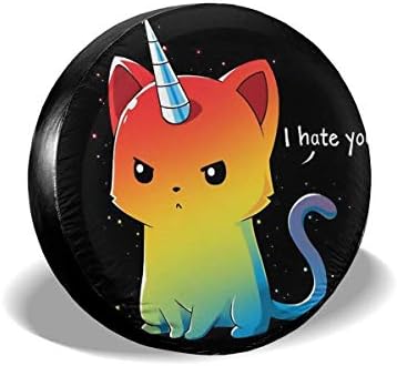 PPOOia Tire Cover Unicat I Hate You Potable Polyester Universal Spare Wheel Tire Cover Wheel Covers for SUV Truck Camper Travel Trailer Accessories(14,15,16,17 Inch) 16