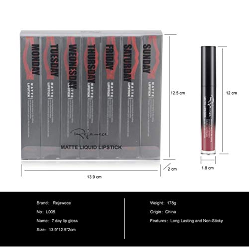 Lip Gloss Set by Rejawece - Waterproof Long Lasting Matte Lip Gloss Liquid Lipstick Set Beauty Makeup Cosmetics Lip Stick Lip Glosses Set of 7 Colors - Thumbnail 7