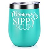 Mommy's Sippy Cup - Funny Mom Gifts for Christmas from Daughters, Sons or Husband - Best Mom Presents for Mom Birthday, Wife, Women, Her - Coolife Stainless Steel Insulated Wine Tumbler
