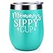 Mommy’s Sippy Cup | Coolife 12 oz Stainless Steel Novelty Wine Tumbler Insulated Stemless Funny Sippy Cup with Lid and Straw | Mother’s Day, Mom Birthday, Christmas Gift for Mom, Mint