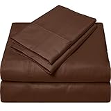 Queen Sheets Luxury Soft 100% Egyptian Cotton - Sheet Set for Queen Mattress Chocolate Solid 15" Deep Pocket # Exotic Bedding Collection