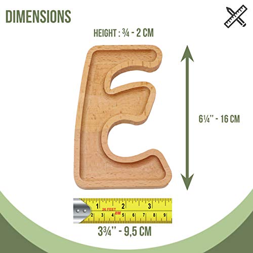 Wooden Letter E Candy Dish, Monogram Nut Bowl, Snack, Cookie, Cracker Serving Plate, Decorative Display, Home Accessory, Unique Gift Idea, for Date, Baby Shower, Birthday Party, Small Size