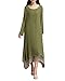 ZANZEA Ladies Cotton Linen A-line Half Sleeve Split Hem Baggy Long Maxi Dress Army Green 16