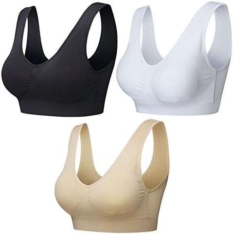 KEALLI Women's Seamless Comfortable Sports Bra with Removable Pads Yoga Bra 3 Pack