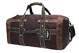 Iblue Waxed Canvas Weekender Bag Leather Travel Duffel Shoulder Tote Large #B007