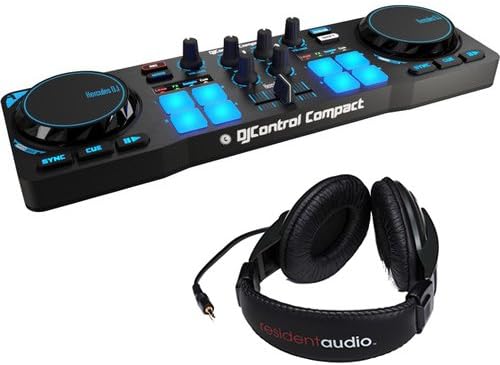 Hercules DJControl Compact DJ Software Controller with R100 Stereo Headphones