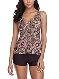 Urban Virgin Womens Two Piece Tankini Sets Swimwear Spaghetti Printed Padded Tank Top Swimsuits for Women