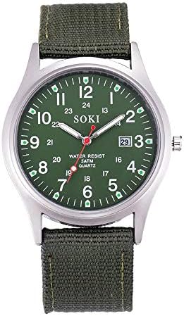 Mens Quartz Watches,Dyuansm Chronograph Calendar 3ATM Waterproof Japeness Movement Canvas Band Wrist Watch