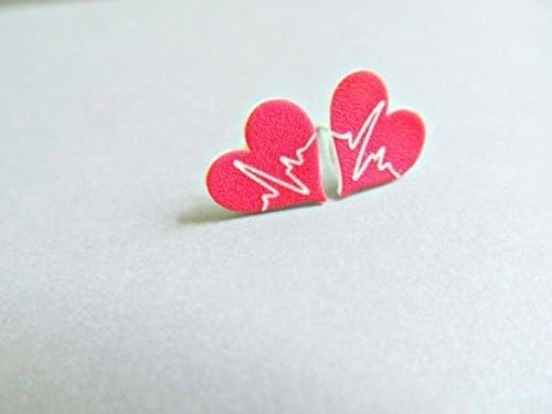 Matte Heart Beat Stud Earrings for a Doctors or Nurse