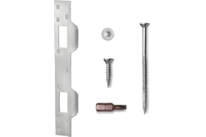 MOSECYOU Door Strike Plate Double Holes, with Reinforced Torx/Star Screws & Bit, Heavy-Duty Latch Reinforcement Plate Security Striker for Exterior Interior Door (1, Satin Nickel)