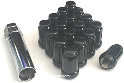 1/2 Black Spline Drive Tuner Lug Nuts Small Diameter Wheel Locks With Key (1/2-20 Thread Size) (32)