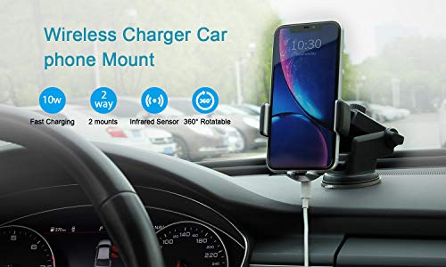 Wireless Car Charger Mount, NPET Automatic Clamping Car Mount, 10w/7.5w Qi Wireless Fast Charging Dashboard Air Vent Phone Holder
