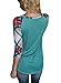 Annflat Women's Casual Striped 3/4 Sleeve Pocket T Shirt Color Block Blouses and Tops,Green,(US4-6)Small