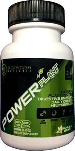 Bodycor™ PowerPlant All Natural Plant Based Protein (Sample 32g - Vanilla Bean), Powerful Dietary Supplement with Digestive Enzymes, Greens &amp; Superfoods, 100% Pure Vegan Formula