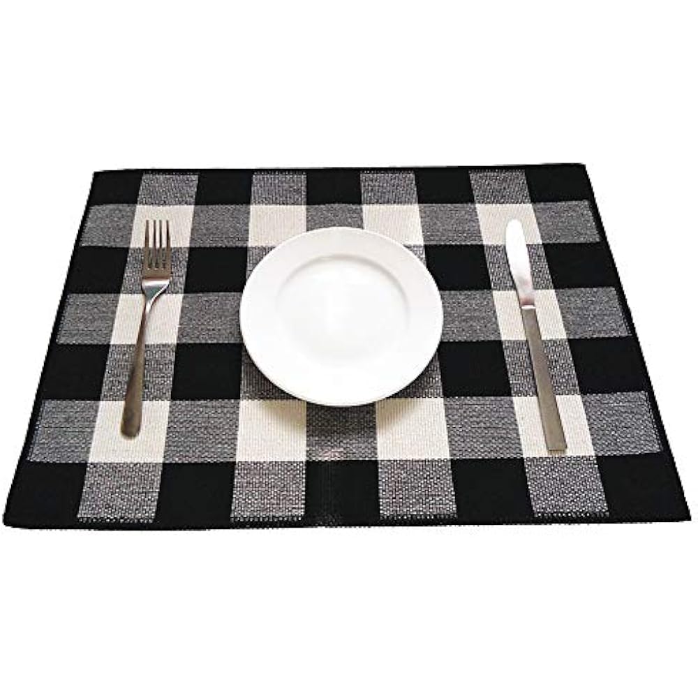 Place Mats Cotton Placemats Set Of 6 Durable Buffalo Check For Kitchen Table " eBay
