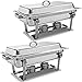 Giantex 2 Packs Chafing Dish 9 Quart Chafter Dishes Stainless Steel Chafing Dishes Rectangular Chafer Dish Set with Full Size Chafing Food Pan