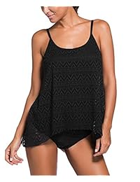 Traje de baño de malla de encaje para dama, tankini