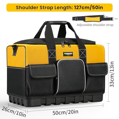 LBOYLOVE® Tool Bag, 20-inch Tool Organisers, 600 Denier Large Tool Bag for Home DIY & Equipment Storage, Yellow and Black (50cm/20inch)